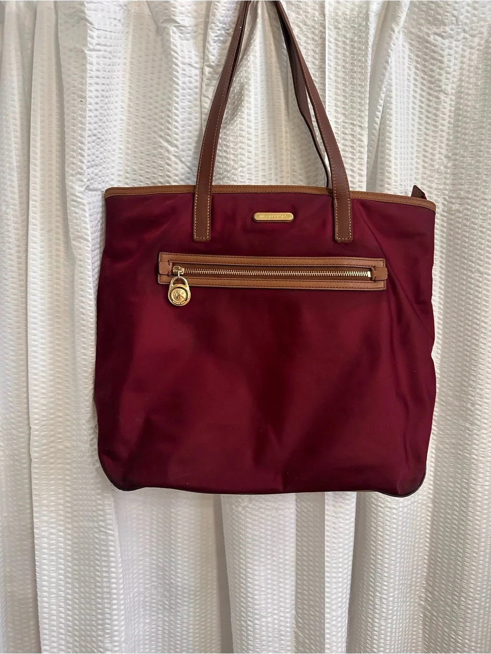 Michael Kors Burgundy Tote with Gold Hardware
